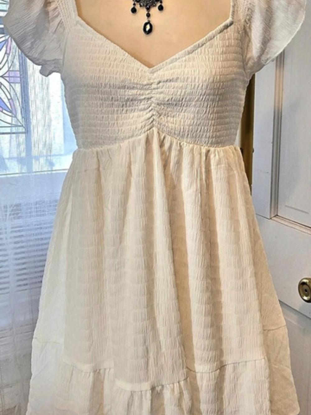Thirty Puff Sleeve Mini Dress in White Size XL Like New